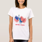 Waterverf Verenigde Staten vlag met Lady Liberty T-shirt (Voorkant)