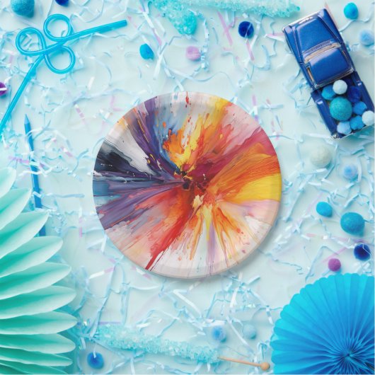 Waterverf verf Abstracte explosie Papieren Bordje (Feest)