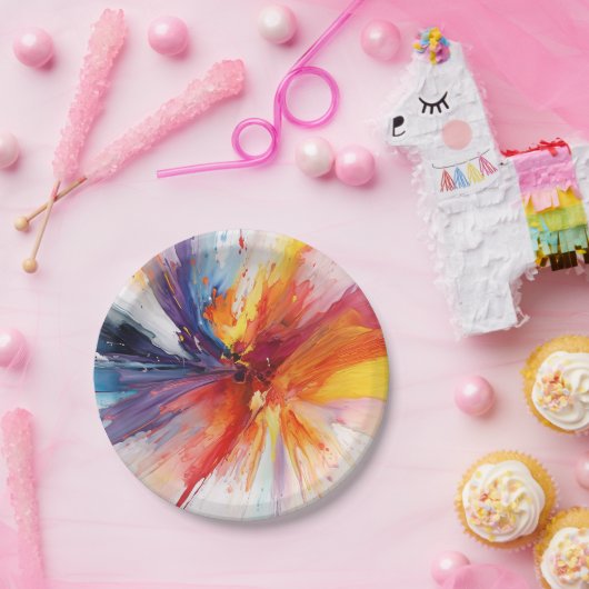 Waterverf verf Abstracte explosie Papieren Bordje (Feest)