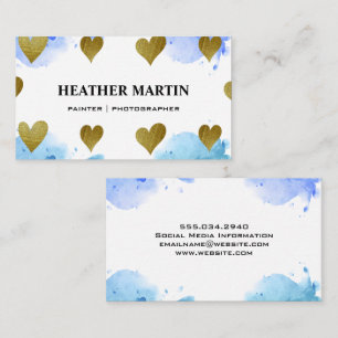 Waterverf verf   Artistieke harten Pattern Busine Visitekaartje