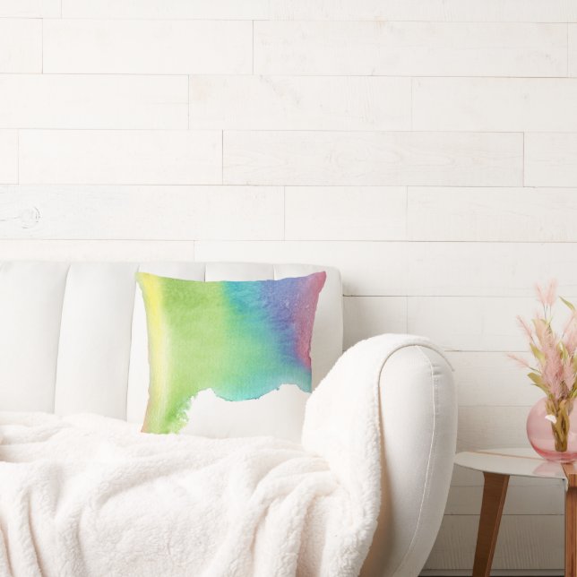 Waterverf Verf Rand regenboog Abstract Aangepast Kussen (Bank)