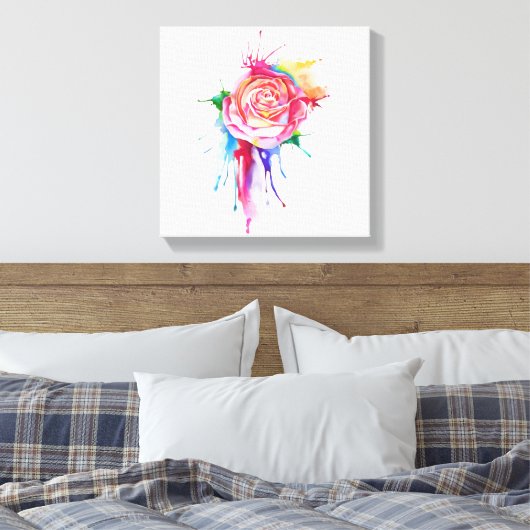Waterverf Verf Roos Canvas Afdruk (Insitu (Slaapkamer))