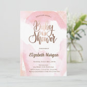 Waterverf Verf Roos  Gold Baby shower Kaart (Staand voorkant)