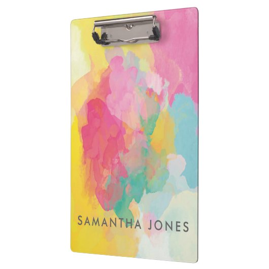 Waterverf Verf Roze Geel Blauw Deeg Klembord (Links)