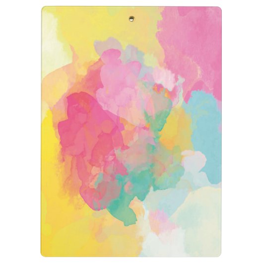 Waterverf Verf Roze Geel Blauw Deeg Klembord (Achterkant)