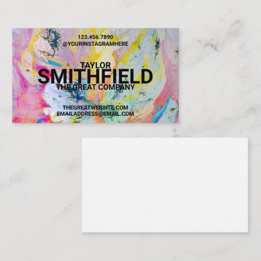 Waterverf Verf Splatter Color Trendy Visitekaartje (Voorkant / Achterkant)