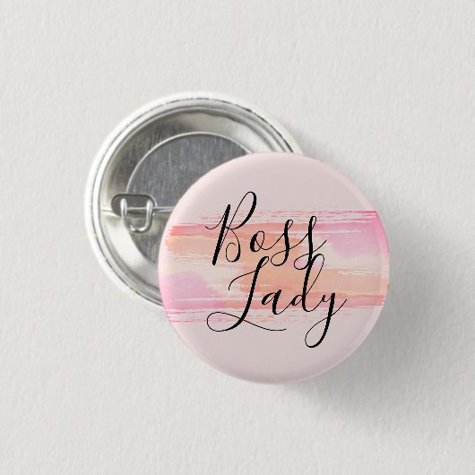 Waterverf Verf Strokes Boss Lady Ronde Button 3,2 Cm (Voorkant /achterkant)