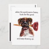 waterverf verf van Boxer & inspirerend bericht Briefkaart (Voorkant / Achterkant)