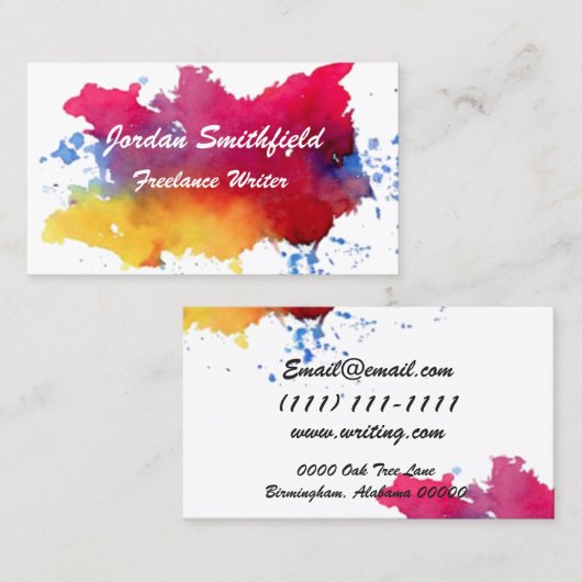 waterverf verf visitekaartje (Voorkant / Achterkant)