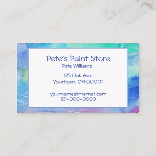 waterverf verf visitekaartje (Achterkant)