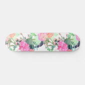 Waterverf Verf voor Girly Pink & White Flowers Persoonlijk Skateboard (Horizontaal)