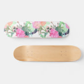 Waterverf Verf voor Girly Pink & White Flowers Persoonlijk Skateboard (Horizontaal)