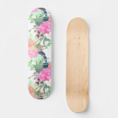 Waterverf Verf voor Girly Pink & White Flowers Persoonlijk Skateboard (Voorkant)
