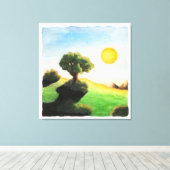 waterverf verffantasie natuur landschap canvas afdruk (Insitu (Houten vloer))