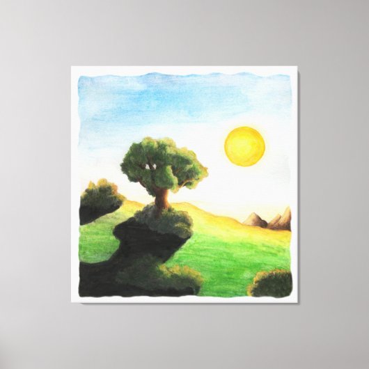 waterverf verffantasie natuur landschap canvas afdruk (Voorkant)