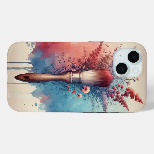 Waterverf verfkwast met bloemboeket Case-Mate iPhone case (Achterkant (horizontaal))