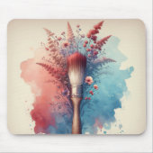 Waterverf verfkwast met bloemboeket muismat (Voorkant)