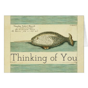 Waterverf verfschilderen van Narwhal Antiek walvis