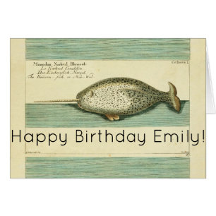 Waterverf verfschilderen van Narwhal Antiek walvis