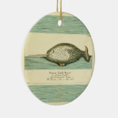 Waterverf verfschilderen van Narwhal Antiek walvis Keramisch Ornament (Rechts)