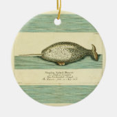 Waterverf verfschilderen van Narwhal Antiek walvis Keramisch Ornament (Voorkant)
