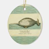 Waterverf verfschilderen van Narwhal Antiek walvis Keramisch Ornament (Links)