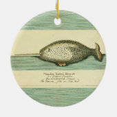 Waterverf verfschilderen van Narwhal Antiek walvis Keramisch Ornament (Achterkant)