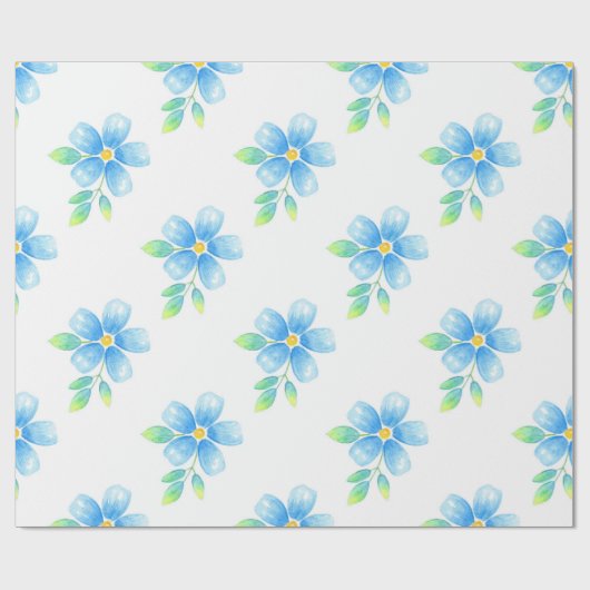 Waterverf Vergeet me niet Bloedpatroon Cadeaupapier (Vlak)