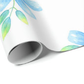 Waterverf Vergeet me niet Bloedpatroon Cadeaupapier (Rol Hoek)