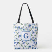 waterverf vergeet me niet bloemetjes Monogram Tote Bag (Achterkant)