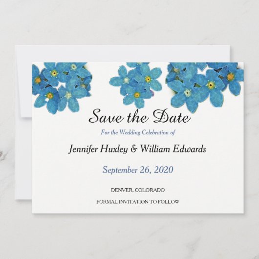 Waterverf Vergeet me niet Geen bloemen sparen de D Save The Date (Voorkant)