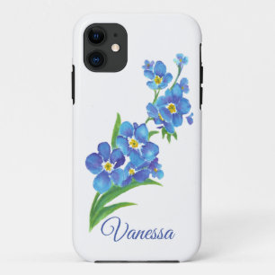 Waterverf Vergeet-me-not Flowers Aangepaste naam Case-Mate iPhone Case