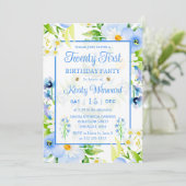 Waterverf vergeet-me-Nots & Daisies 21ste verjaard Kaart (Staand voorkant)