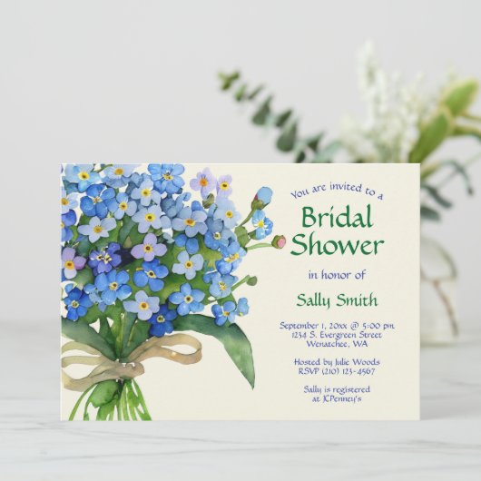 Waterverf Vergeet-me-nots Vrijgezellenfeest Kaart (Staand voorkant)