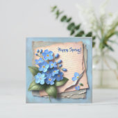  waterverf vergeet mij niet feestdagenkaart (Staand voorkant)