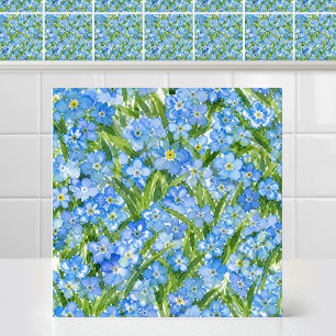 Waterverf vergeet-mij-nietje blauwe bloempatroon tegeltje