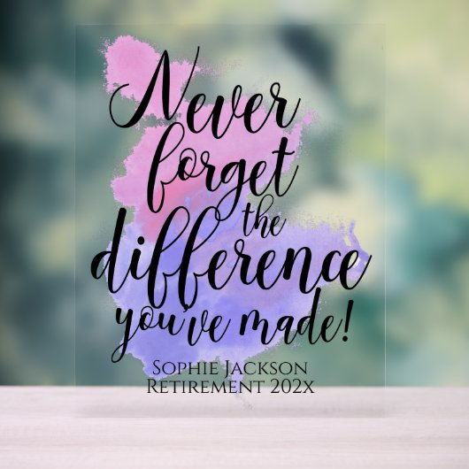 Waterverf vergeet nooit de differentiaalpensioneri acryl bord (Neutraal)