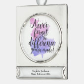 Waterverf vergeet nooit de differentiaalpensioneri verzilverd banner ornament (Links)