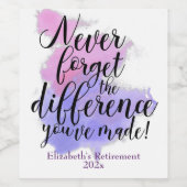 Waterverf Vergeet pensioen nooit Wijn Etiket (Enkel label)