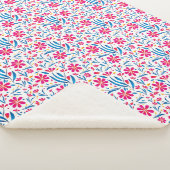 Waterverf verheffend bloemmotief sherpa deken (3/4)