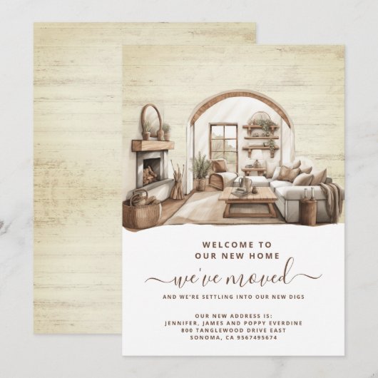 Waterverf Verhuizen Home Interieur Aankondiging (Voorkant / Achterkant)