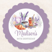 Waterverf Verjaardag Brunch Lavendel Custom Kartonnen Onderzetters (Voorkant)