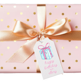 Waterverf Verjaardag Cadeaus & Confetti Cadeaulabel