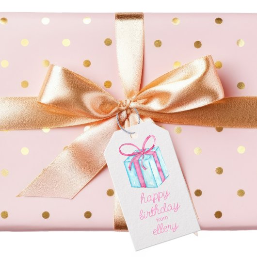 Waterverf Verjaardag Cadeaus & Confetti Cadeaulabel