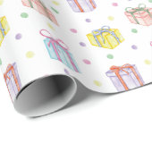 Waterverf Verjaardag Cadeaus & Confetti Cadeaupapier (Rol Hoek)