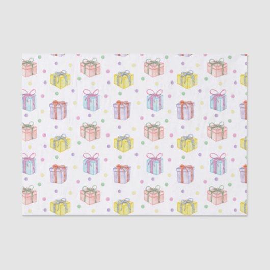 Waterverf Verjaardag Cadeaus & Confetti Tissuepapier (Voorkant)