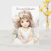 Waterverf Verjaardag Engel Meisje Voor Goddochter Kaart (Gele Bloem)