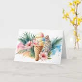 Waterverf Verjaardag Ice Cream Cone Kaart (Gele Bloem)