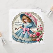  Waterverf Verjaardag Kaart – Retro (Voorkant / Achterkant in situ)