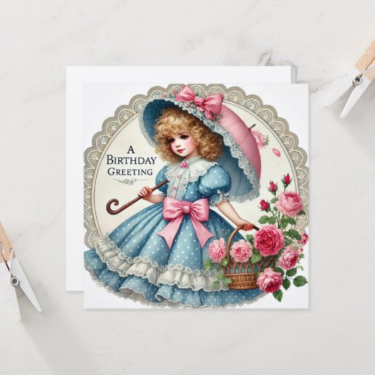  Waterverf Verjaardag Kaart – Retro (Voorkant / Achterkant in situ)